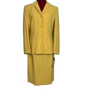 NWT Le Suit Skirt Suit Woman's Size 8 Yellow 2-Piece Set Blazer & Skirt